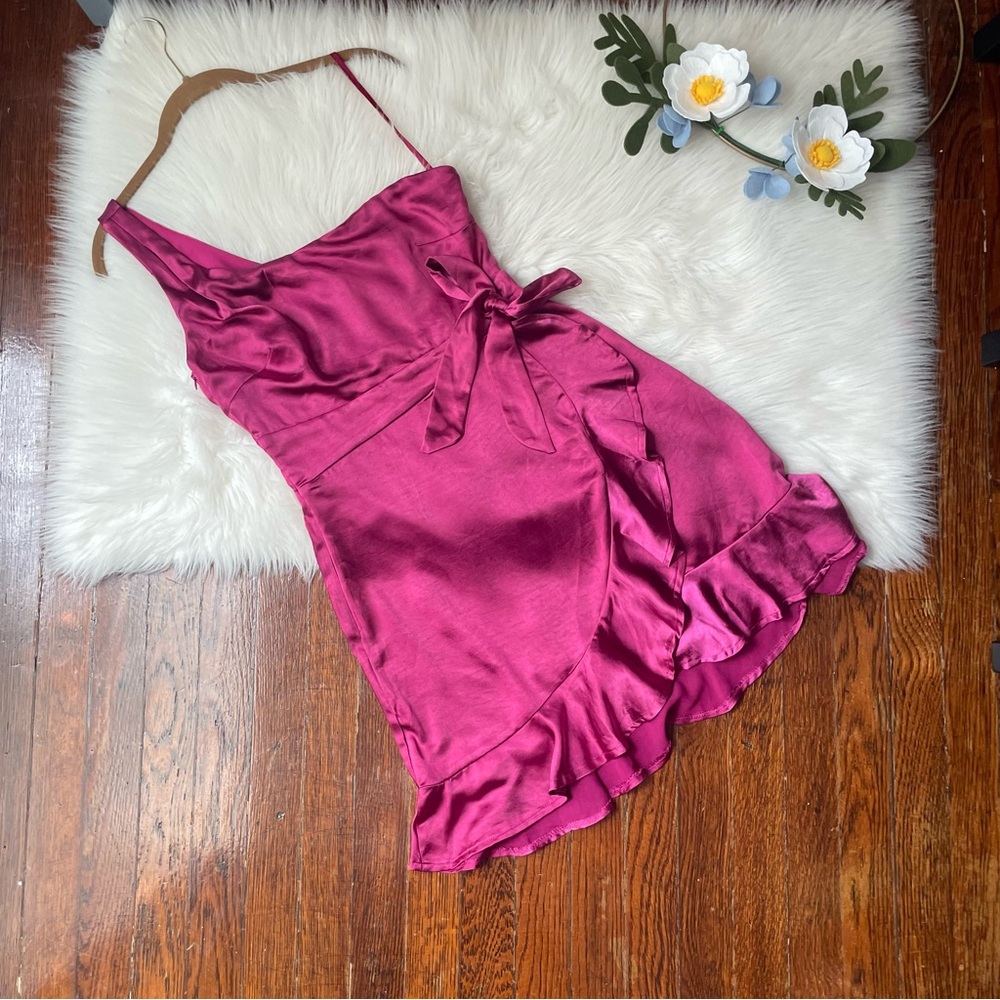 Selfie Leslie Waiting for Tonight One Shoulder Faux Wrap Dress NWT